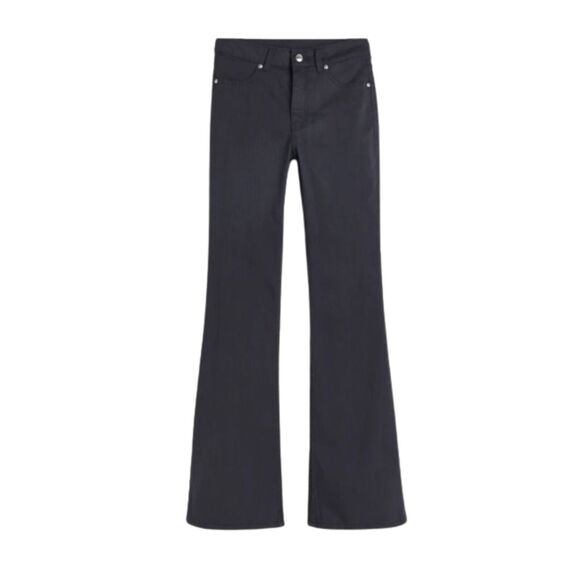 Women's size 12 Flared Twill Pants H&M Gray High Waist Stretch - Picture 1 of 1